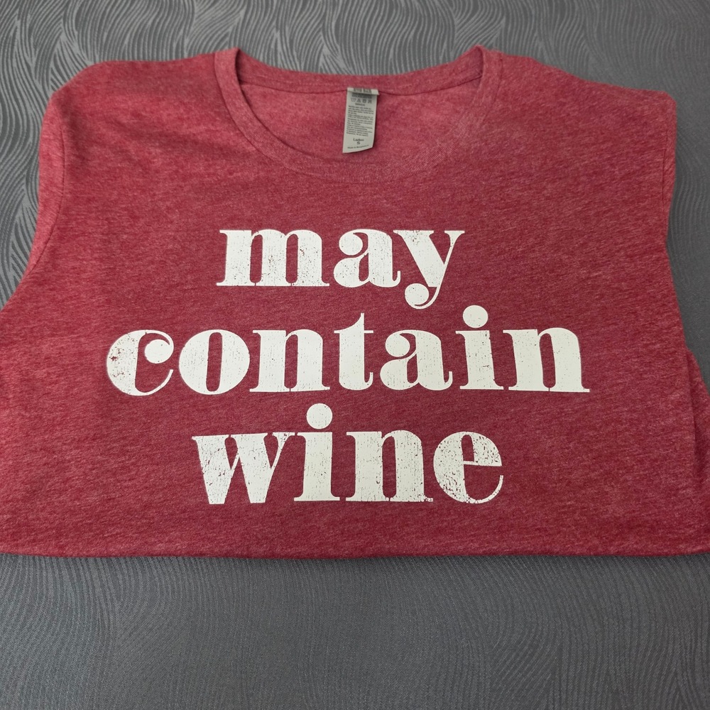 Instant Message T-Shirt Women S Red Excellent May Contain Wine Graphic Tee